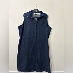 Eddie Bauer Sleeveless Denim Dress - Dark Blue